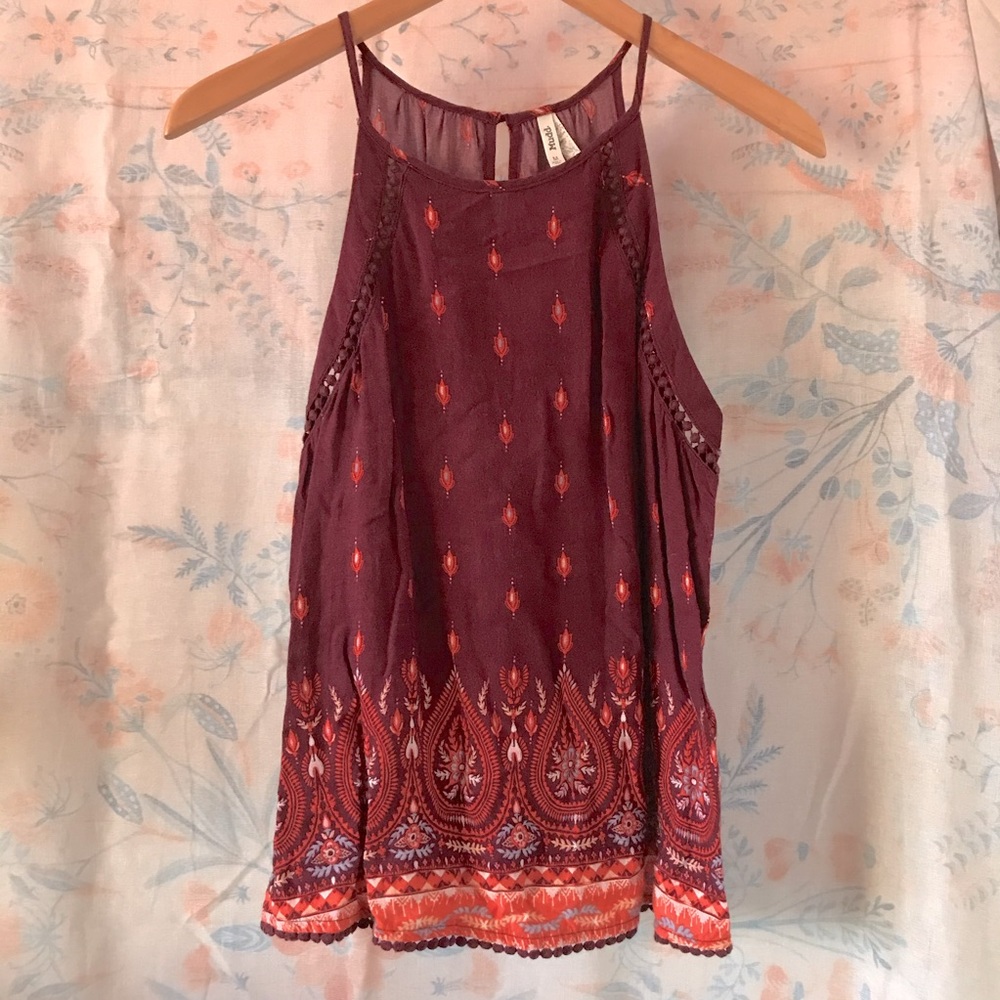 Mudd Red Floral Top